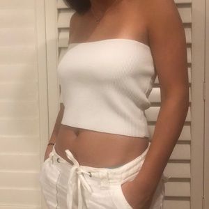 White ribbed tube top